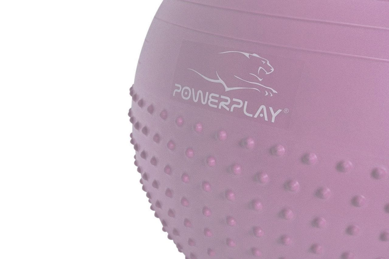 М’яч для фітнесу (фітбол) напівмасажний PowerPlay 4003 Ø65 cm Gymball Ліловий + помпа
