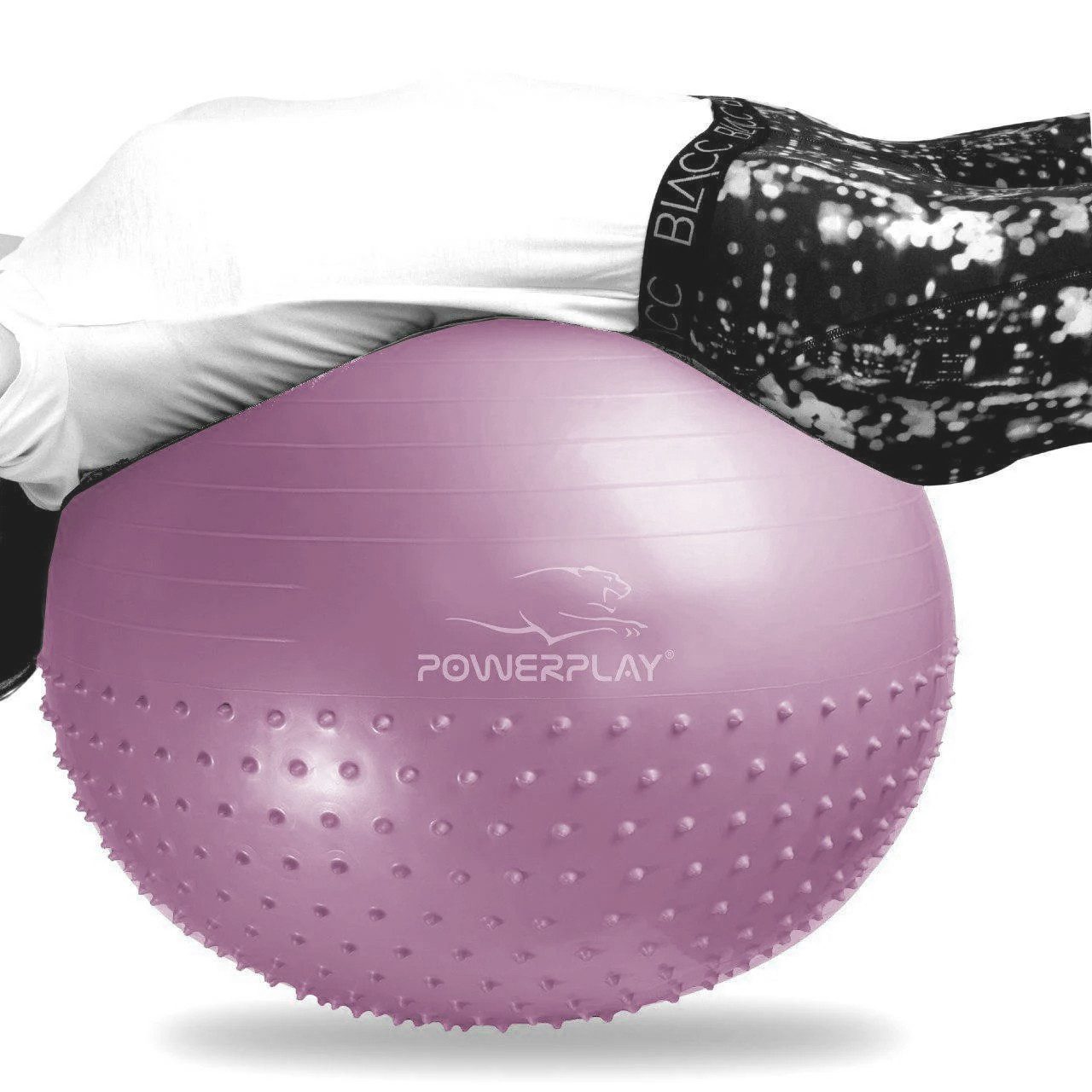 М’яч для фітнесу (фітбол) напівмасажний PowerPlay 4003 Ø65 cm Gymball Ліловий + помпа