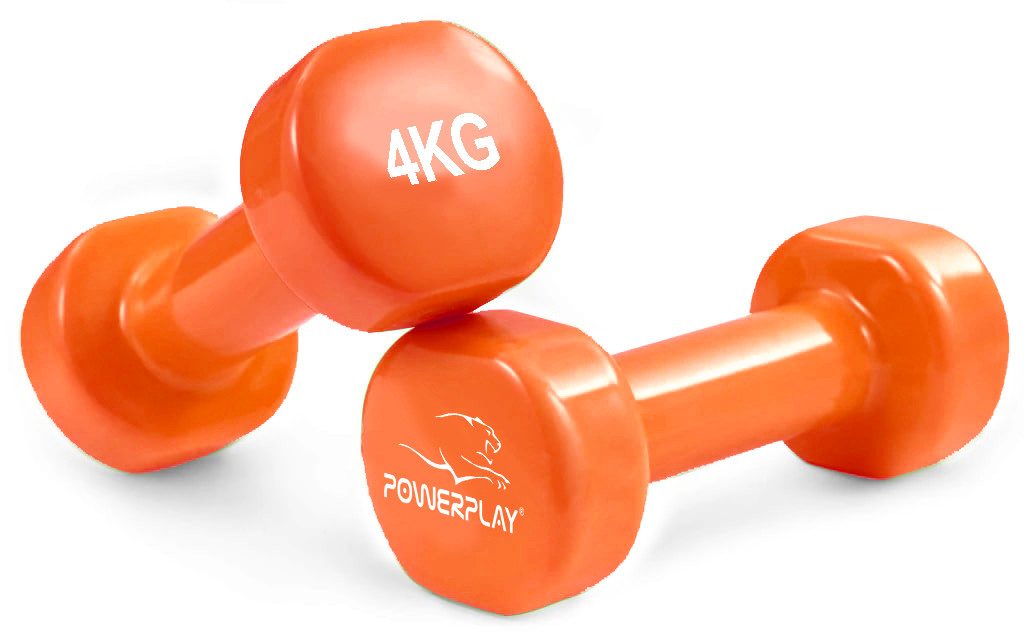 Гантелі вінілові PowerPlay 4125 Achilles 2*4 кг. Помаранчеві (пара – 2шт.)