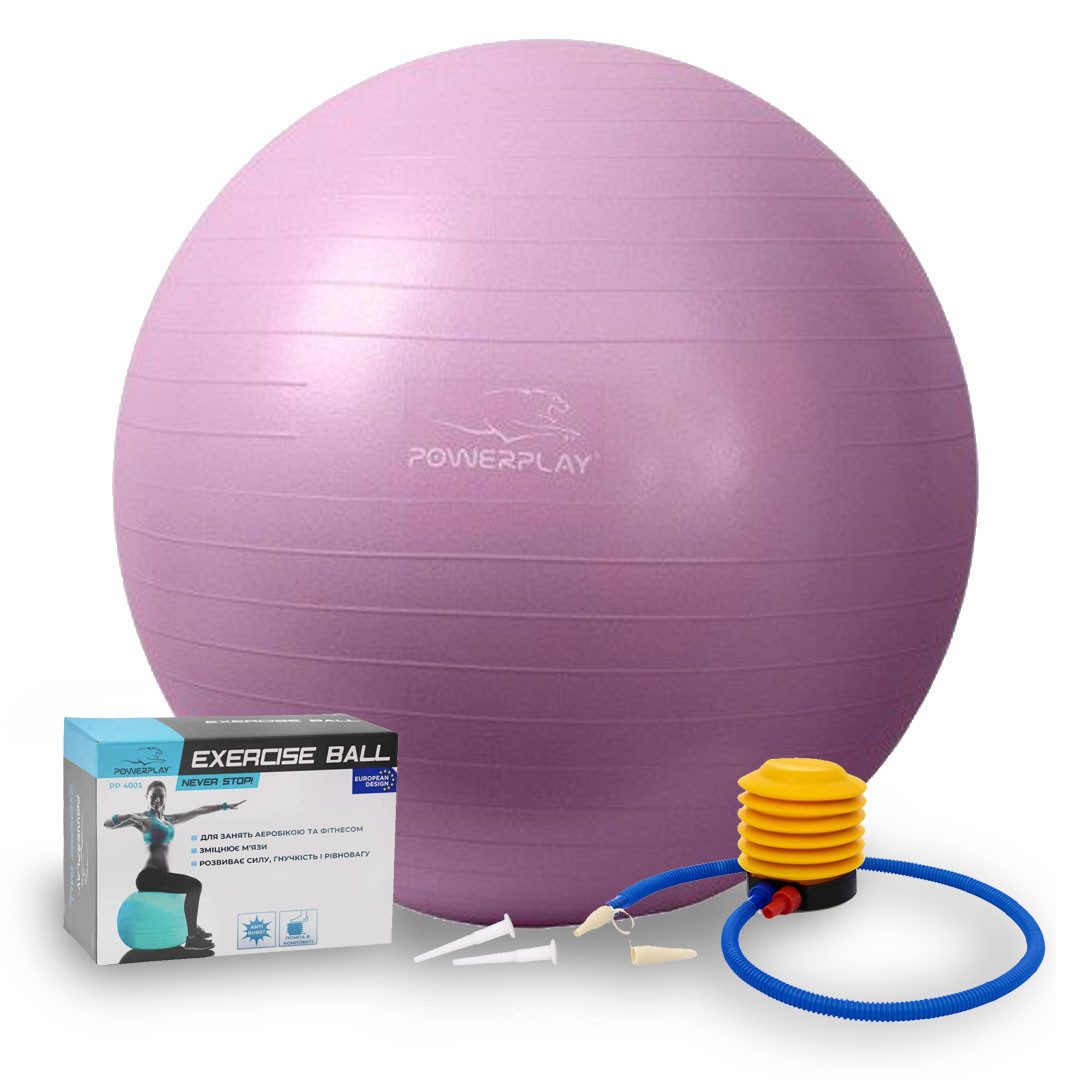 М’яч для фітнесу (фітбол) PowerPlay 4001 Ø75 cm Gymball Фіолетовий + помпа