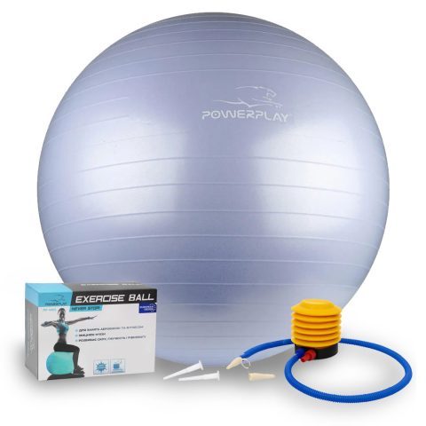 М’яч для фітнесу (фітбол) PowerPlay 4001 Ø75 cm Gymball  Sky Blue + помпа