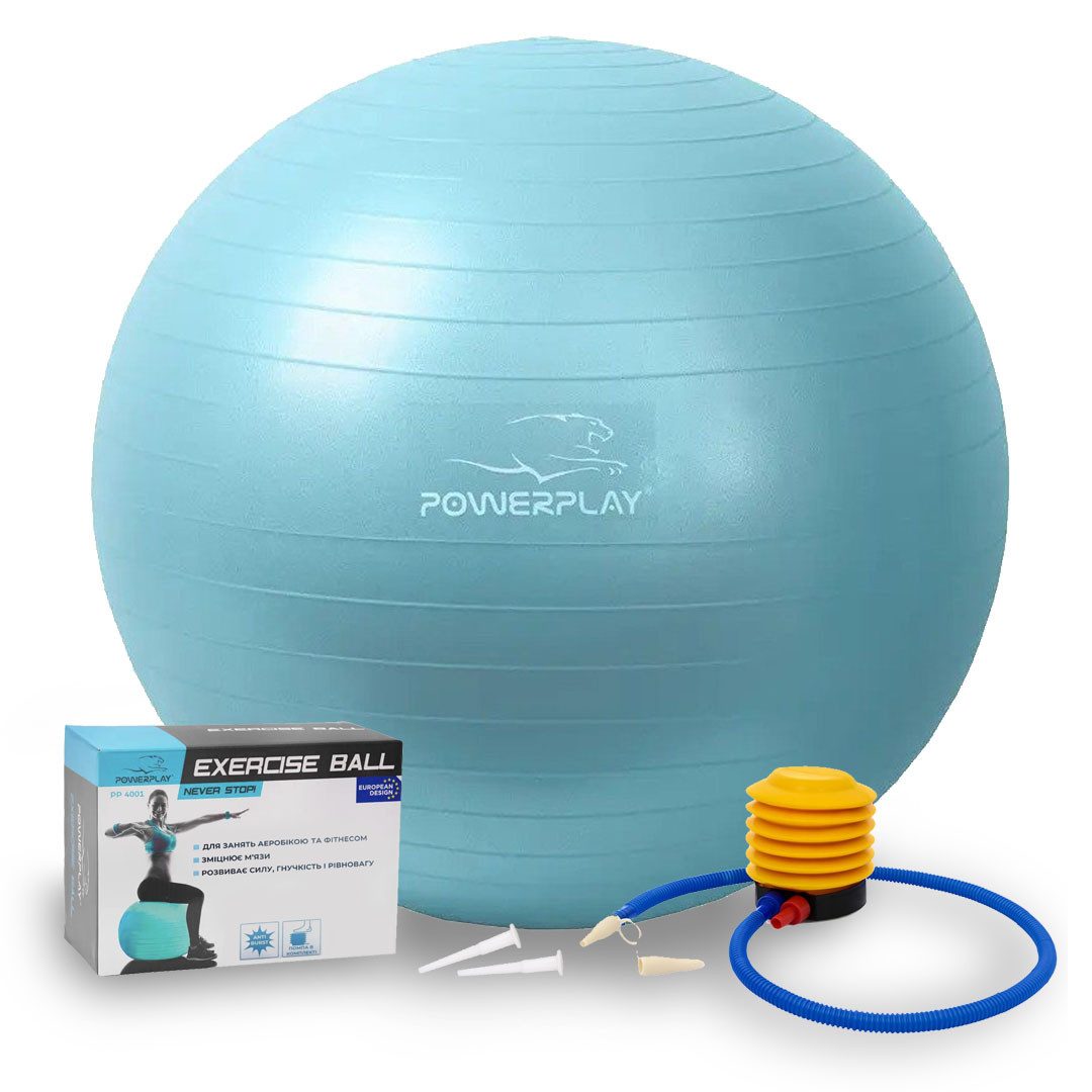 М’яч для фітнесу (фітбол) PowerPlay 4001 Ø65 cm Gymball М’ятний + помпа