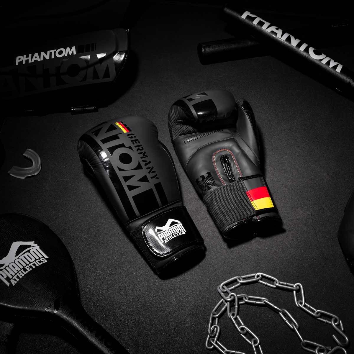 Боксерські рукавиці Phantom Germany Black 14 унцій (Бинти 4м. в подарунок)