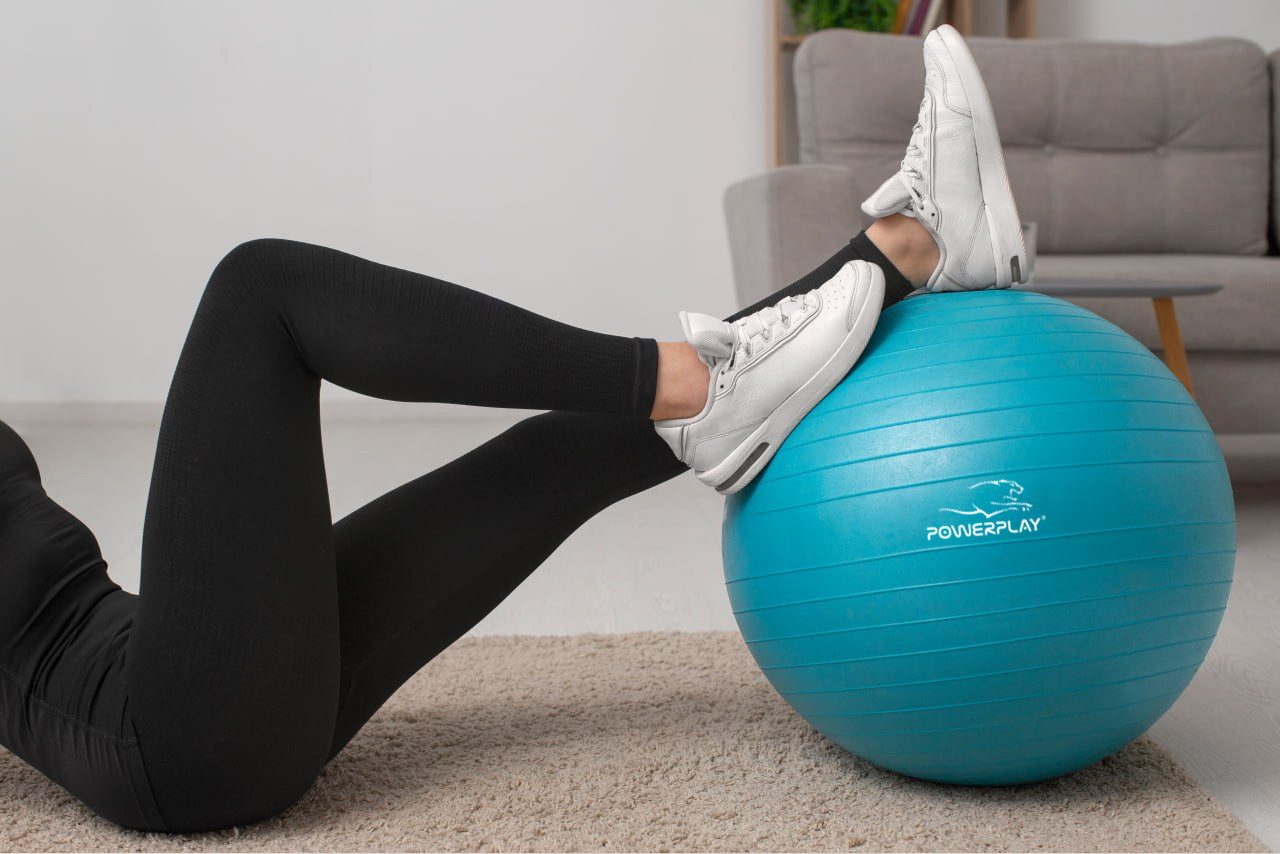 М’яч для фітнесу (фітбол) PowerPlay 4001 Ø65 cm Gymball М’ятний + помпа