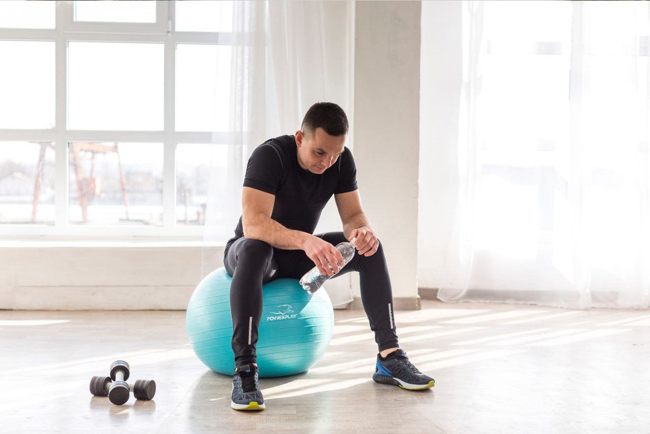 М’яч для фітнесу (фітбол) PowerPlay 4001 Ø65 cm Gymball М’ятний + помпа