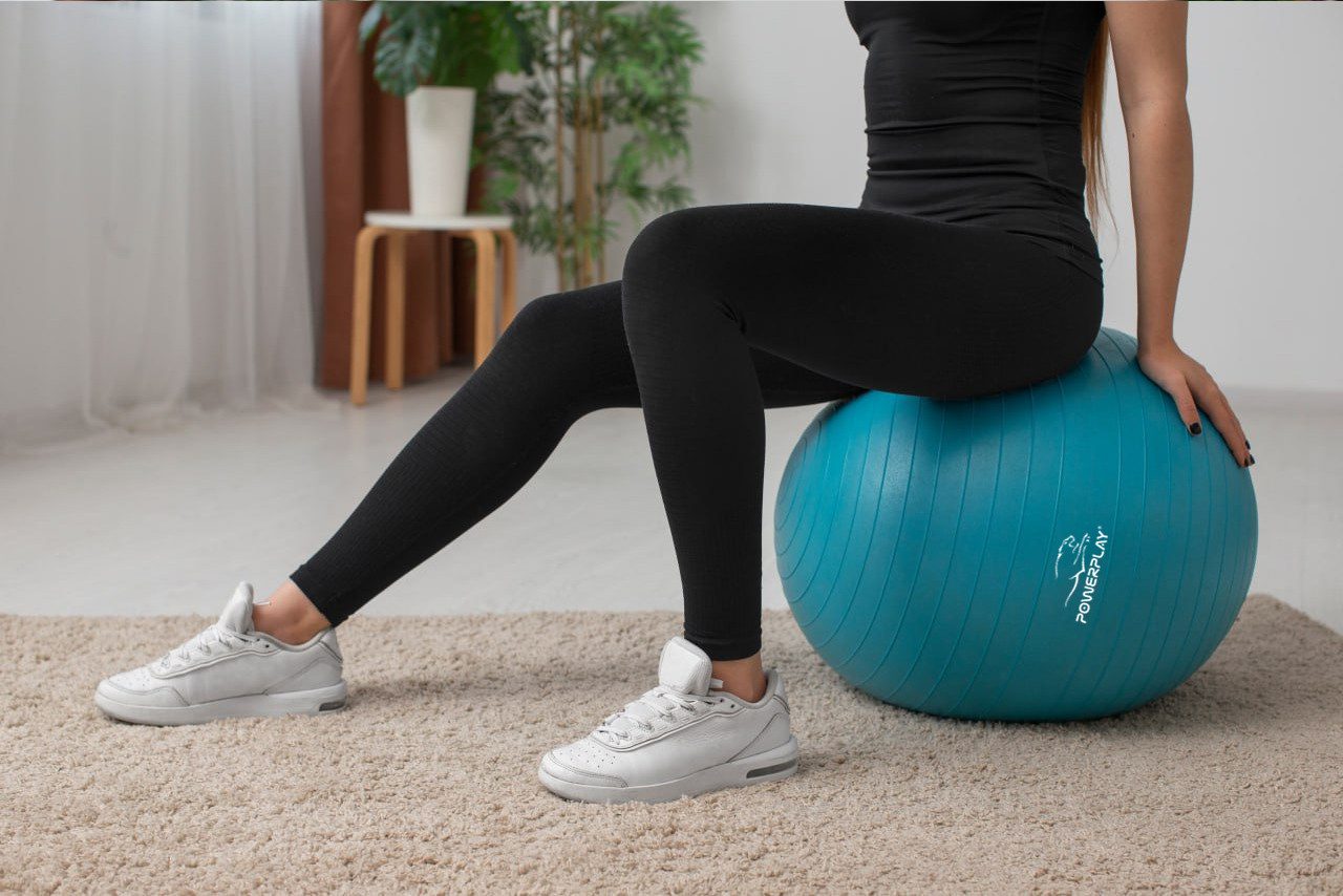 М’яч для фітнесу (фітбол) PowerPlay 4001 Ø65 cm Gymball М’ятний + помпа
