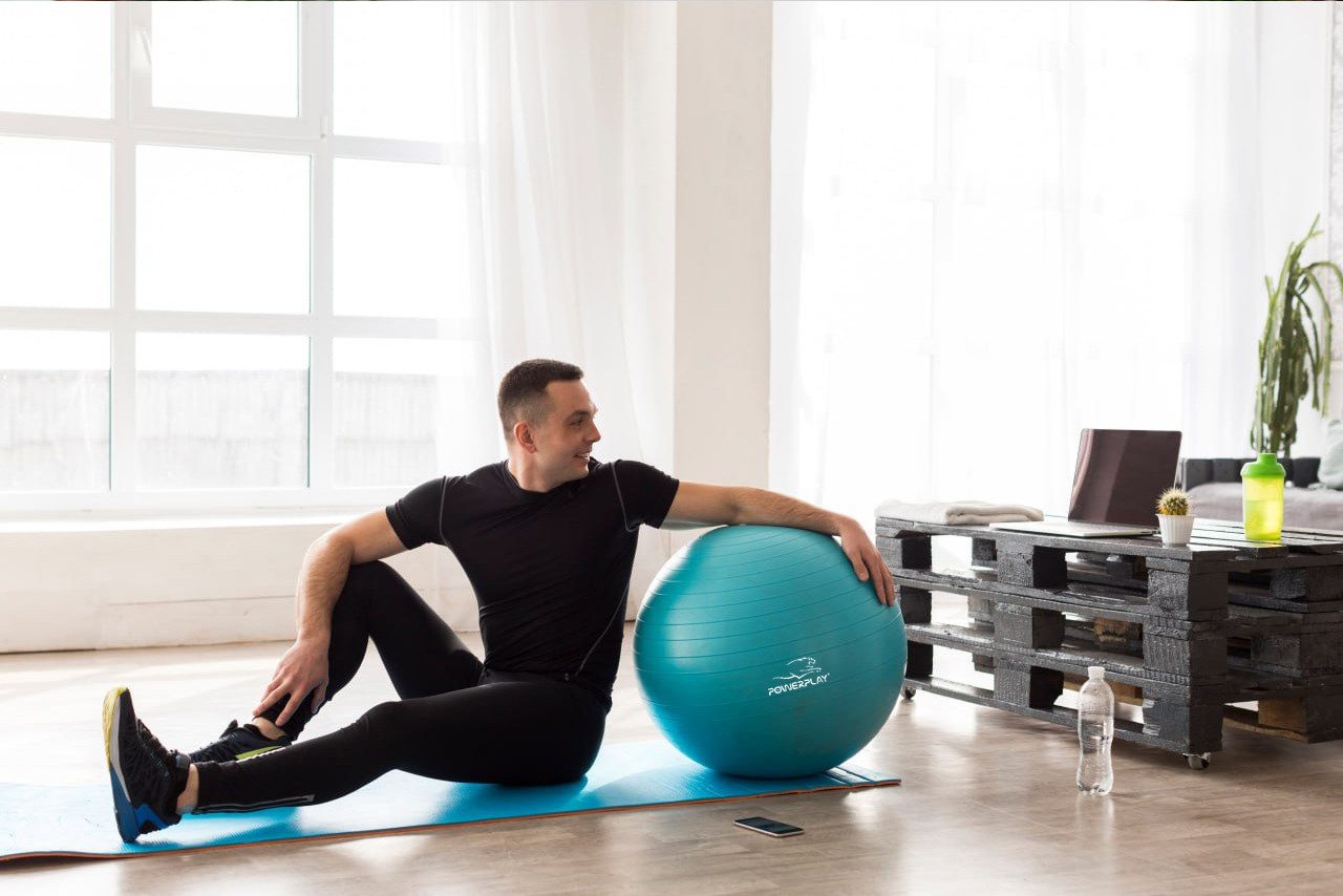 М’яч для фітнесу (фітбол) PowerPlay 4001 Ø65 cm Gymball М’ятний + помпа
