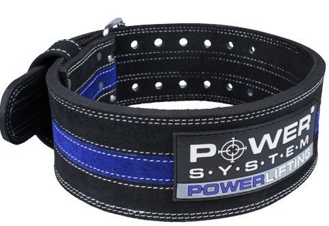 Пояс для пауерліфтингу Power System PS-3800 PowerLifting шкіряний Black/Blue Line XXL