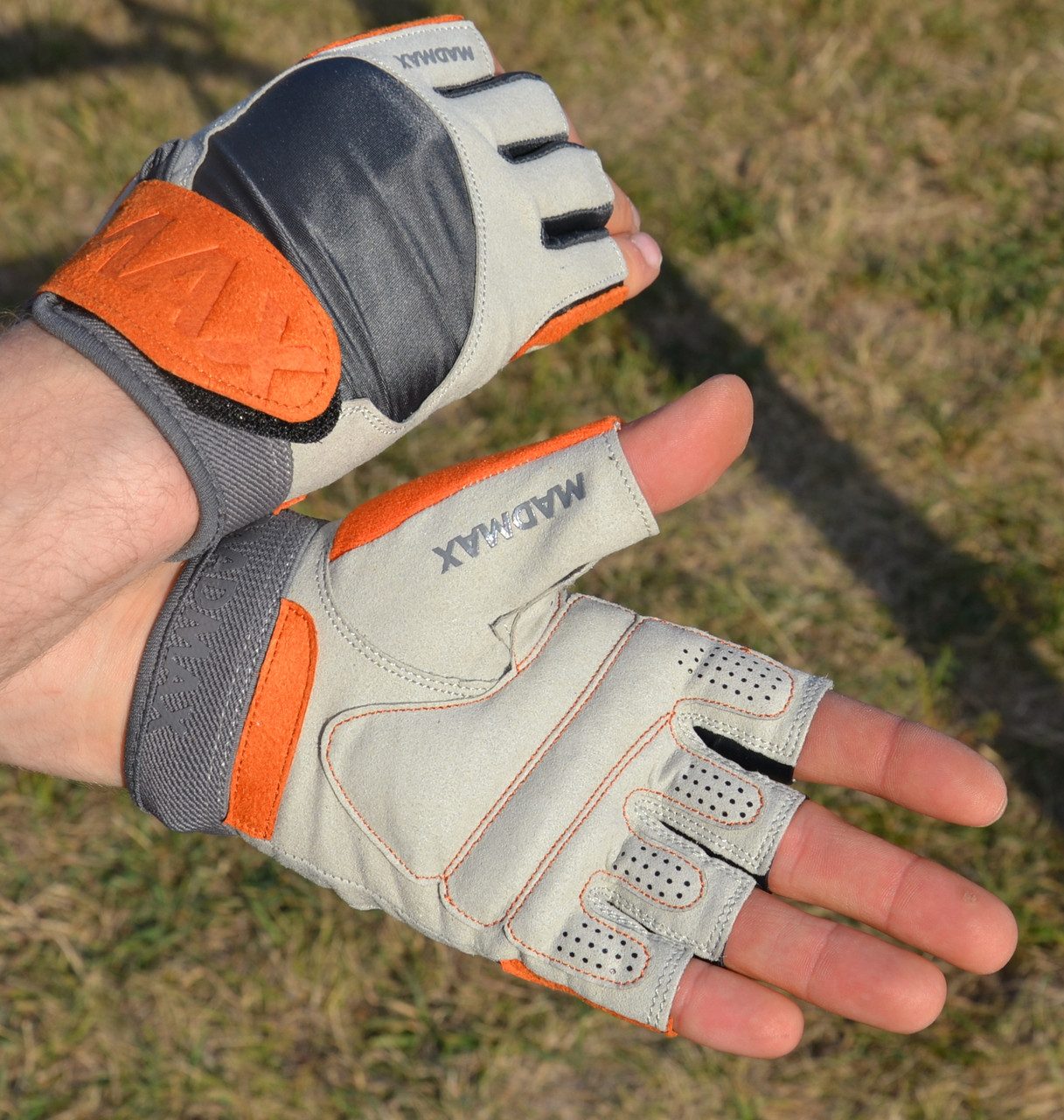 Рукавички для фітнесу MadMax MFG-850 Crazy Grey/Orange XXL