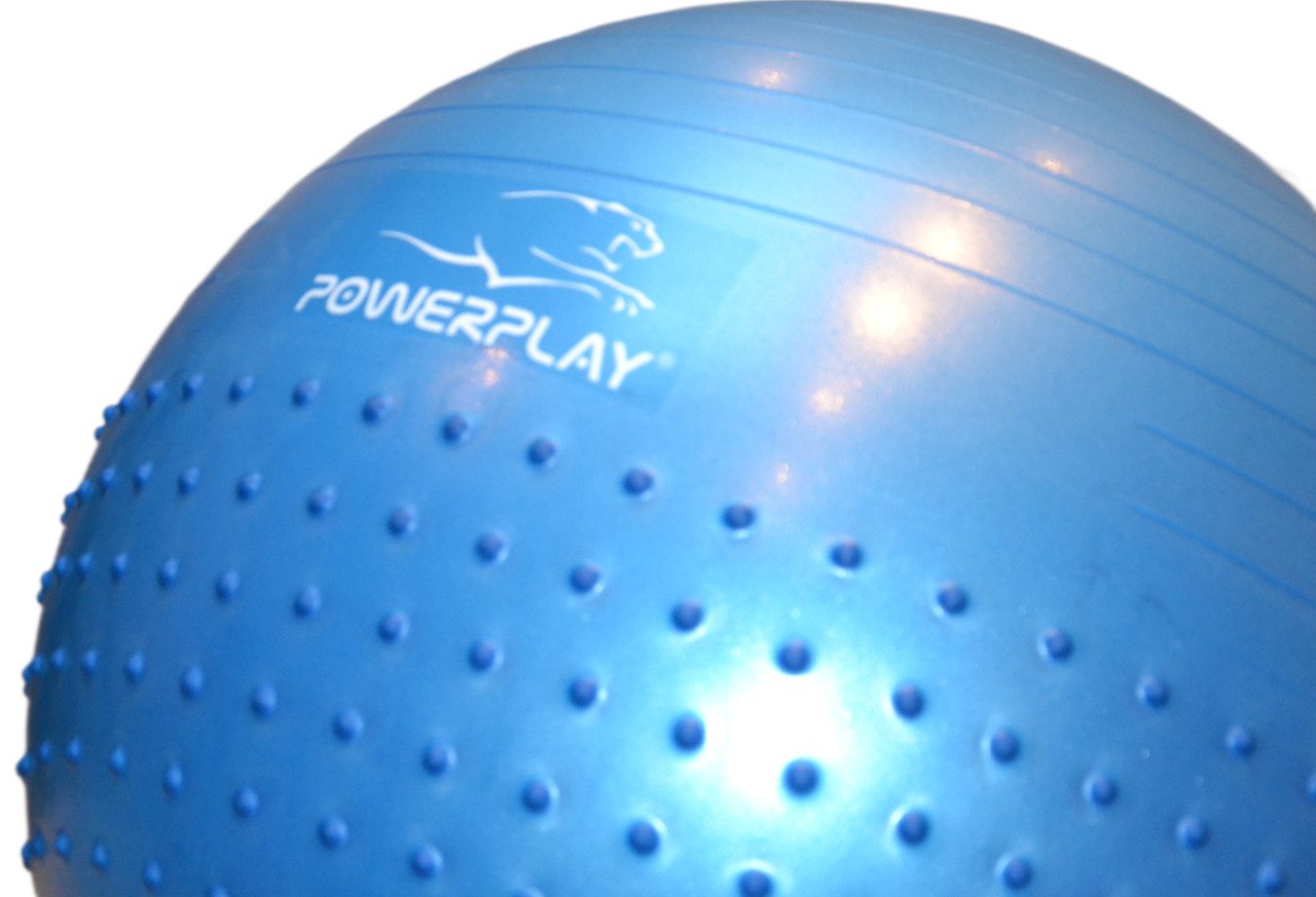 М’яч для фітнесу (фітбол) напівмасажний PowerPlay 4003 Ø65 cm Gymball Синій + помпа