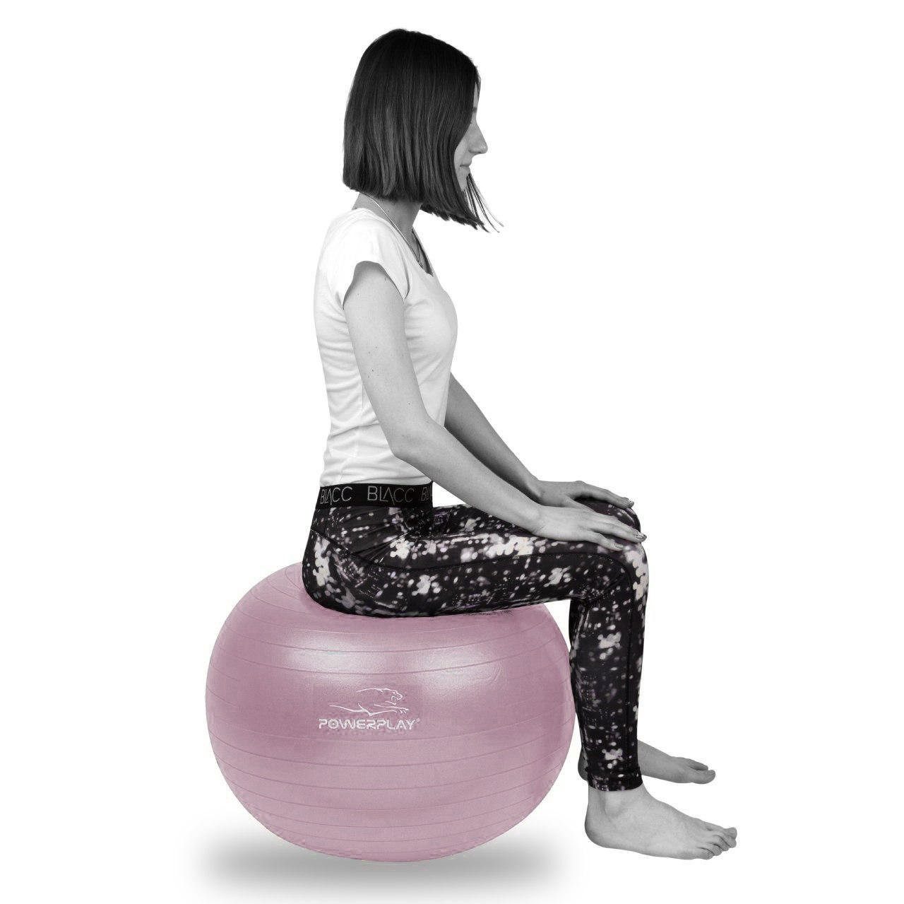 М’яч для фітнесу (фітбол) PowerPlay 4001 Ø65 cm Gymball Ліловий + помпа