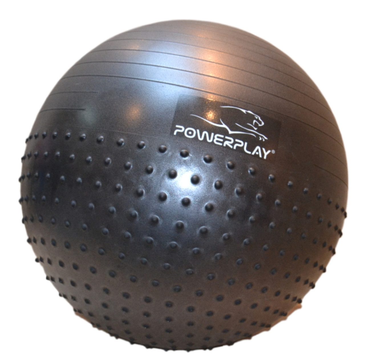 М’яч для фітнесу (фітбол) напівмасажний PowerPlay 4003 Ø75 cm Gymball Темно-сірий + помпа