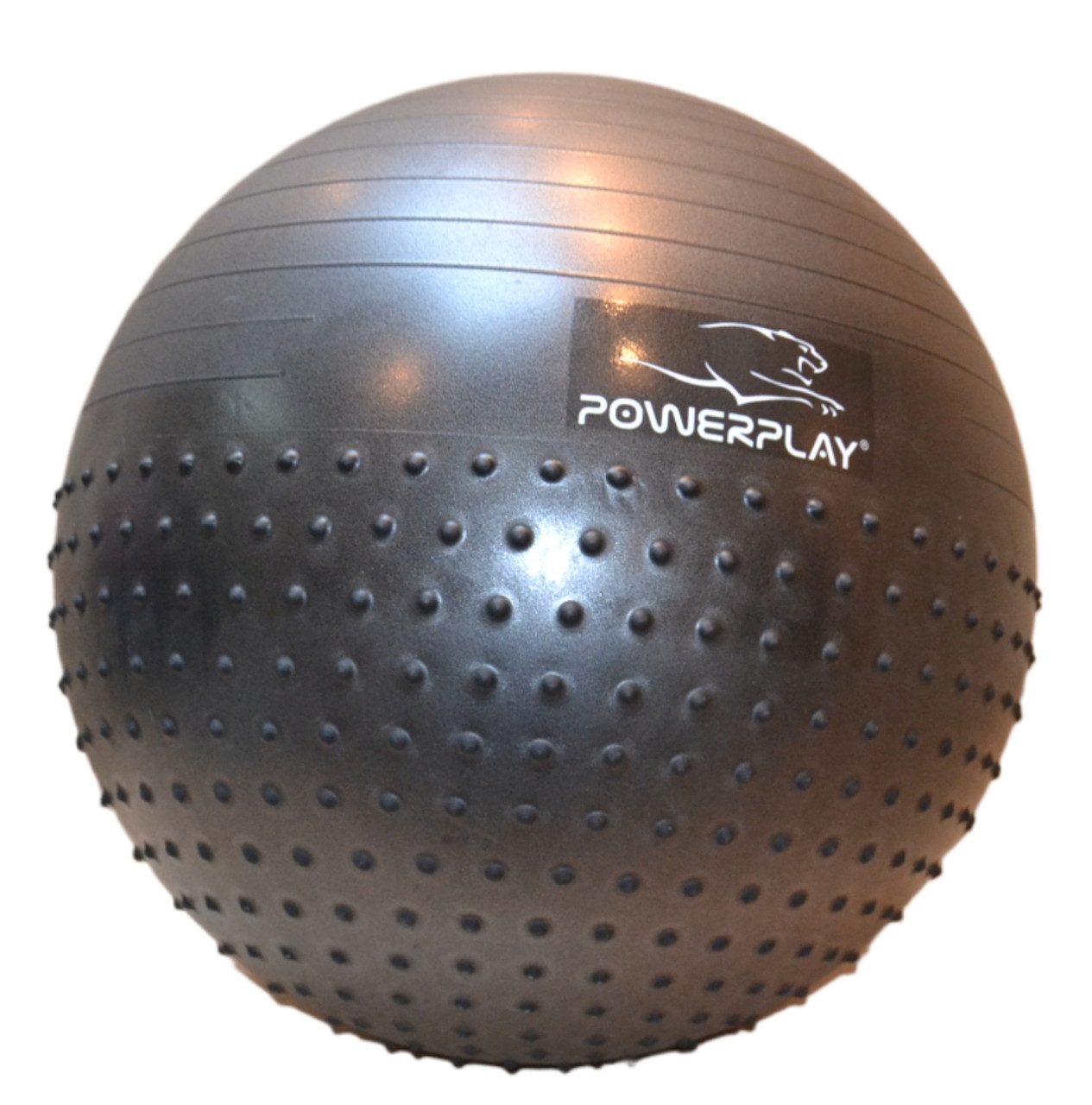 М’яч для фітнесу (фітбол) напівмасажний PowerPlay 4003 Ø75 cm Gymball Темно-сірий + помпа