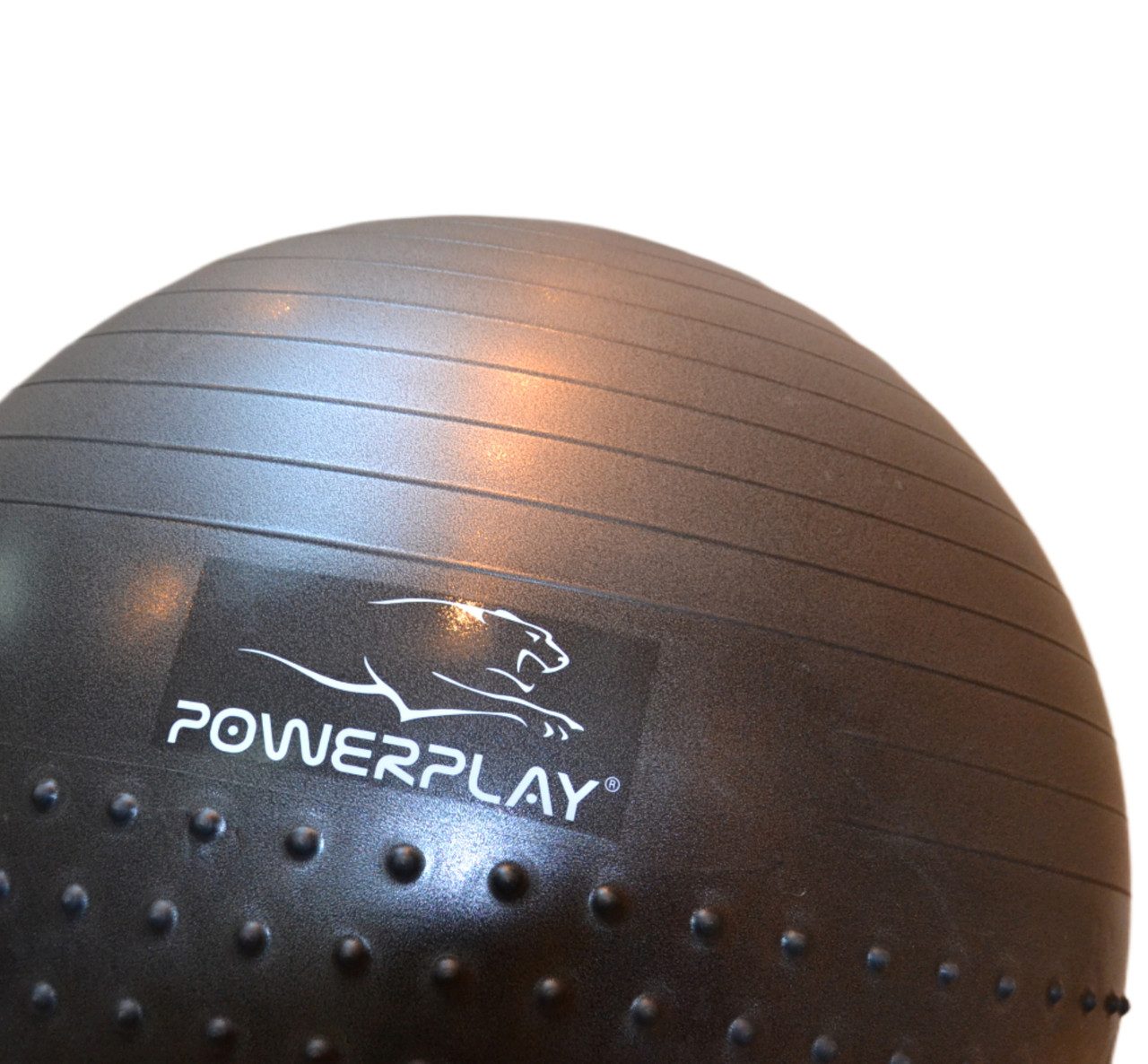 М’яч для фітнесу (фітбол) напівмасажний PowerPlay 4003 Ø75 cm Gymball Темно-сірий + помпа