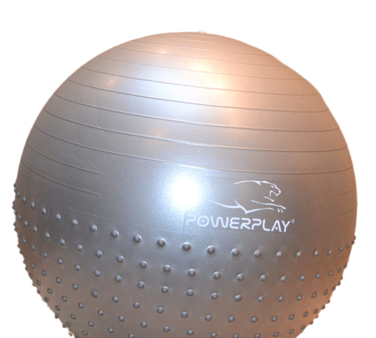 М’яч для фітнесу (фітбол) напівмасажний PowerPlay 4003 Ø65 cm Gymball Сірий + помпа