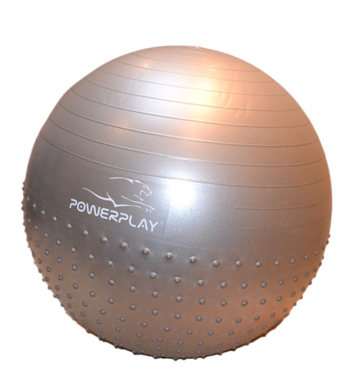 М’яч для фітнесу (фітбол) напівмасажний PowerPlay 4003 Ø65 cm Gymball Сірий + помпа