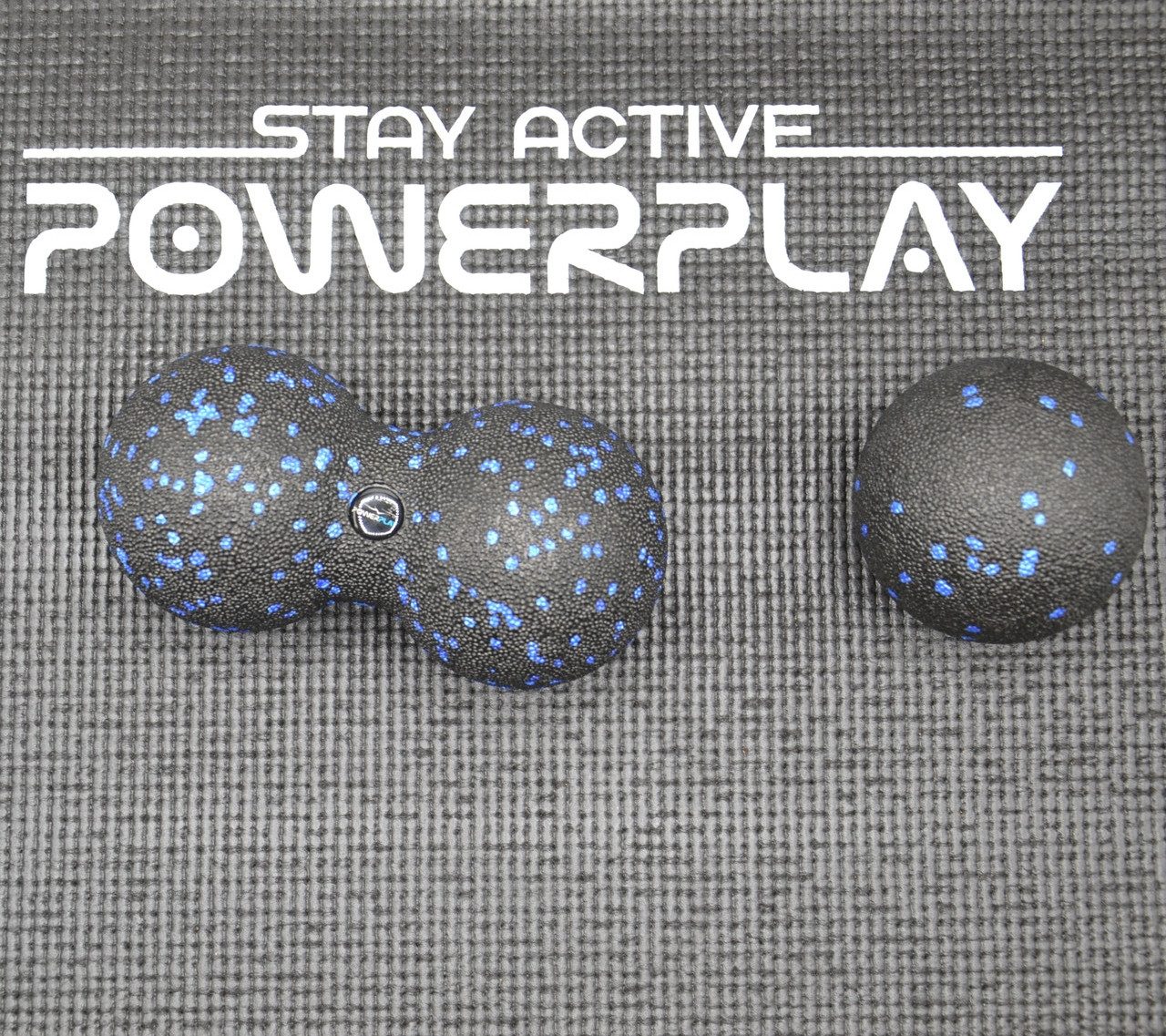 Набір для йоги PowerPlay PP_4008 EPP Foam Roller Set роллер + 2 масажні м’ячі Чорно-синій