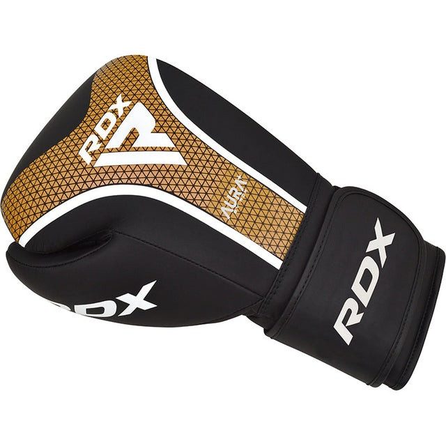 Боксерські рукавиці RDX AURA PLUS T-17 Black Golden 16 унцій (капа в комплекті)