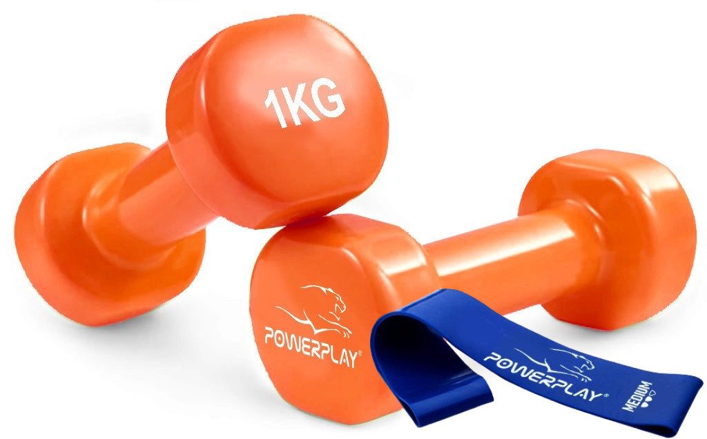 Гантелі вінілові PowerPlay 2 * 1 кг. PP_4103 Помаранчеві (2шт. – пара)