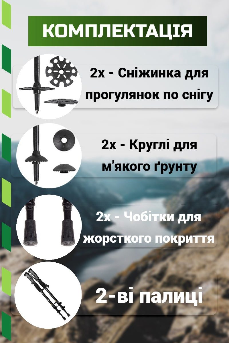 Трекінгові палиці PowerPlay 9106 Fika Black/Yellow 60-135 см (пара)