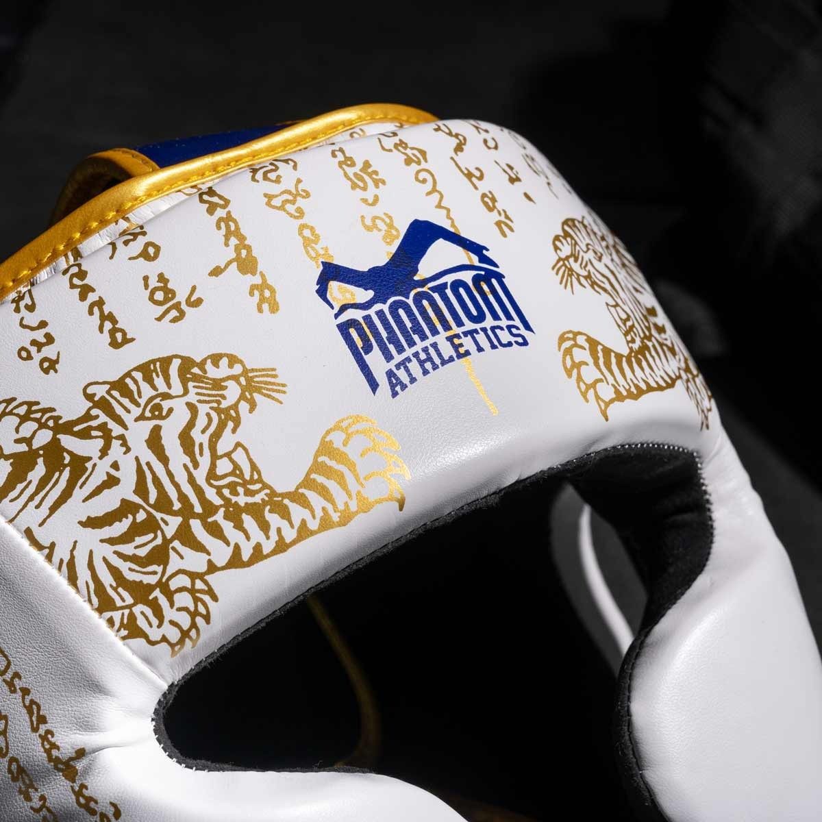 Боксерський шолом Phantom Muay Thai Full Face White Gold (капа в комплекті)