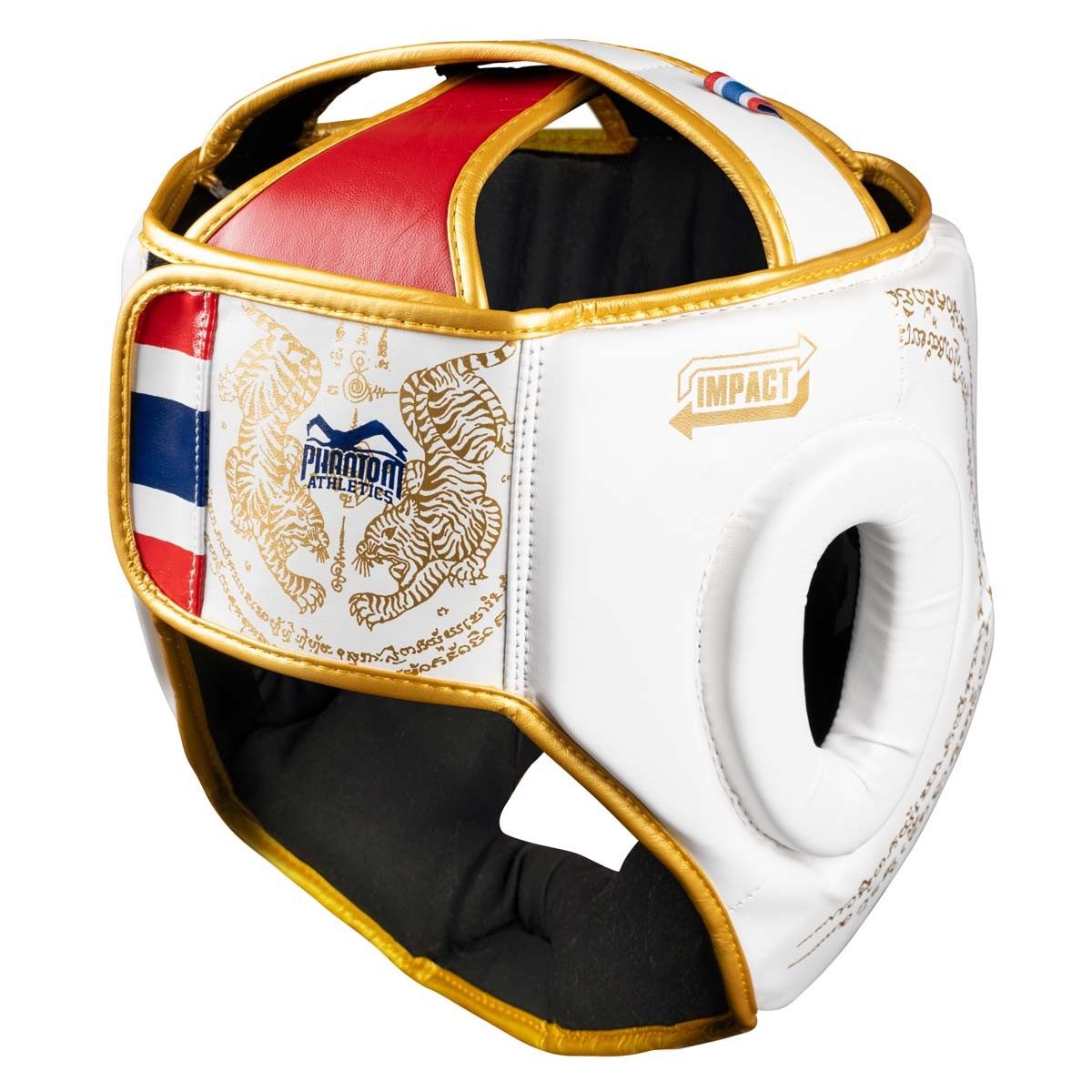 Боксерський шолом Phantom Muay Thai Full Face White Gold (капа в комплекті)