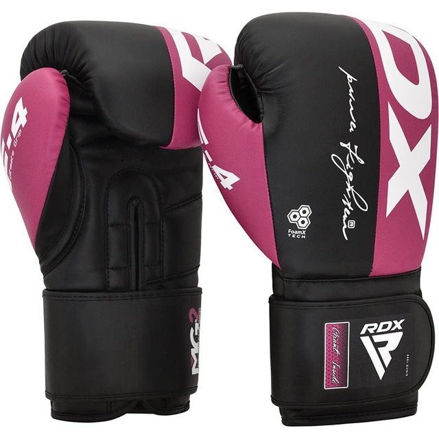 Боксерські рукавиці RDX REX F4 PINK/BLACK-12 унцій (капа в комплекті)