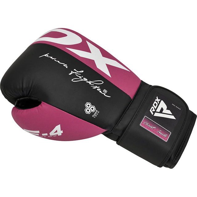 Боксерські рукавиці RDX REX F4 PINK/BLACK-12 унцій (капа в комплекті)