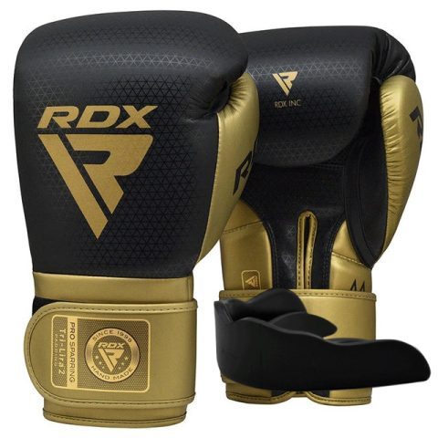 Боксерські рукавиці RDX MARK PRO SPARRING TRI LIRA 2 GOLDEN-10 унцій (капа в комплекті)