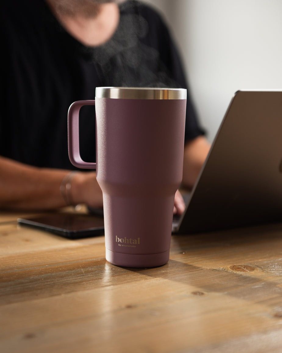 Термостакан (ізольована чашка) Bohtal з ручкою з нержавіючої сталі Tumbler Plum 900 ml