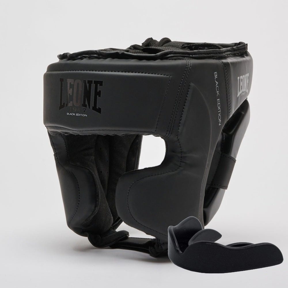 Боксерський шолом Leone CS435 BLACK Edition L (капа у комплекті)