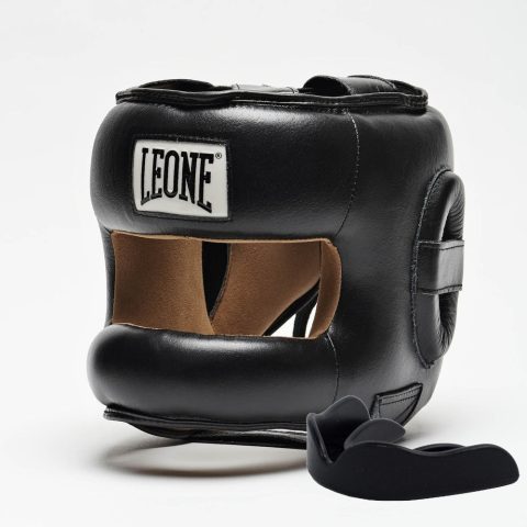 Боксерський шолом з бампером Leone CS425 Black M (капа в комплекті)