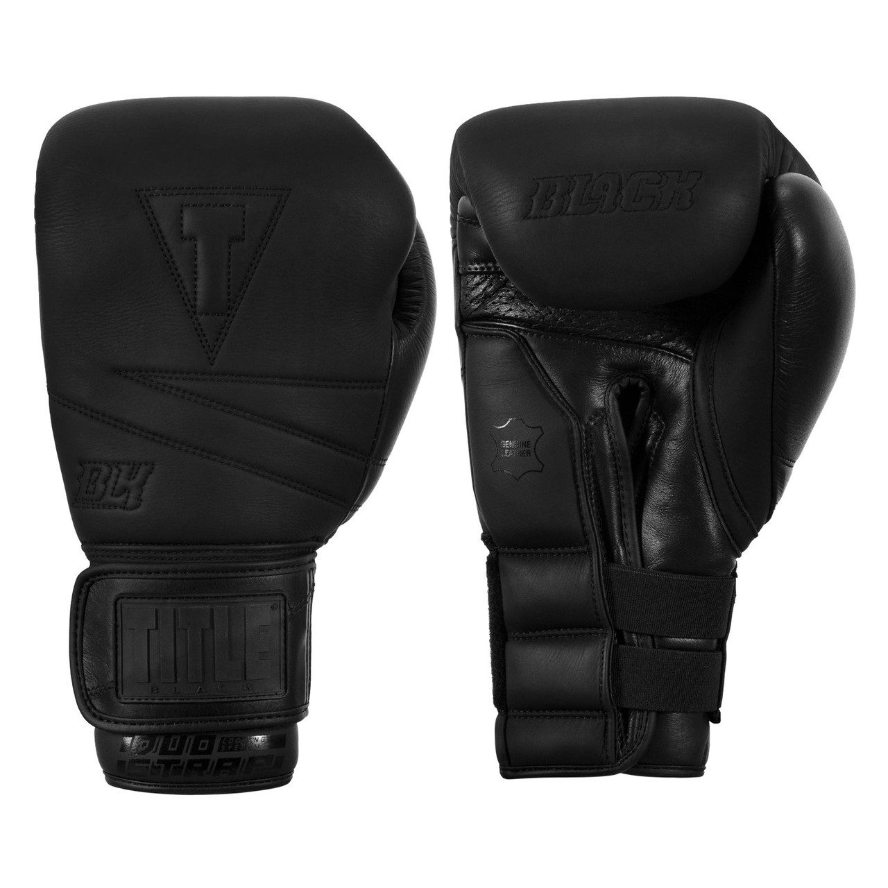 Боксерські рукавиці TITLE Black Bolstered Leather Black 16 oz (бинти 4м. в комплекті)