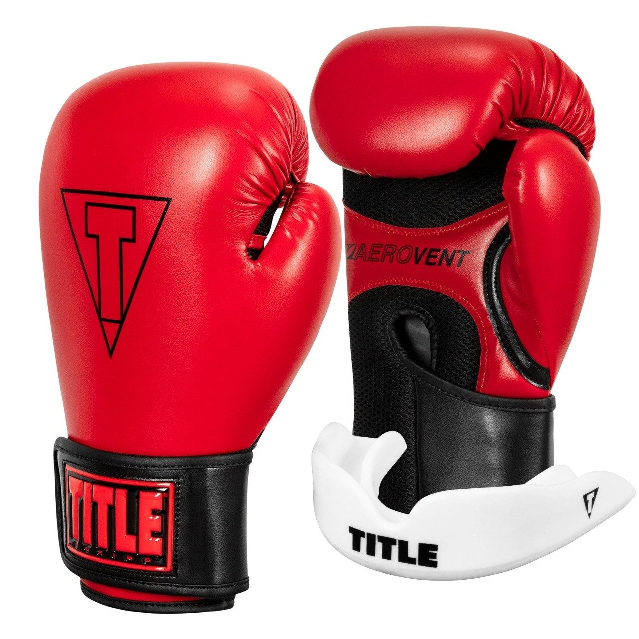 Боксерські рукавиці TITLE Boxing Vegan Gloves Red/Black 14 oz (капа в комплекті)