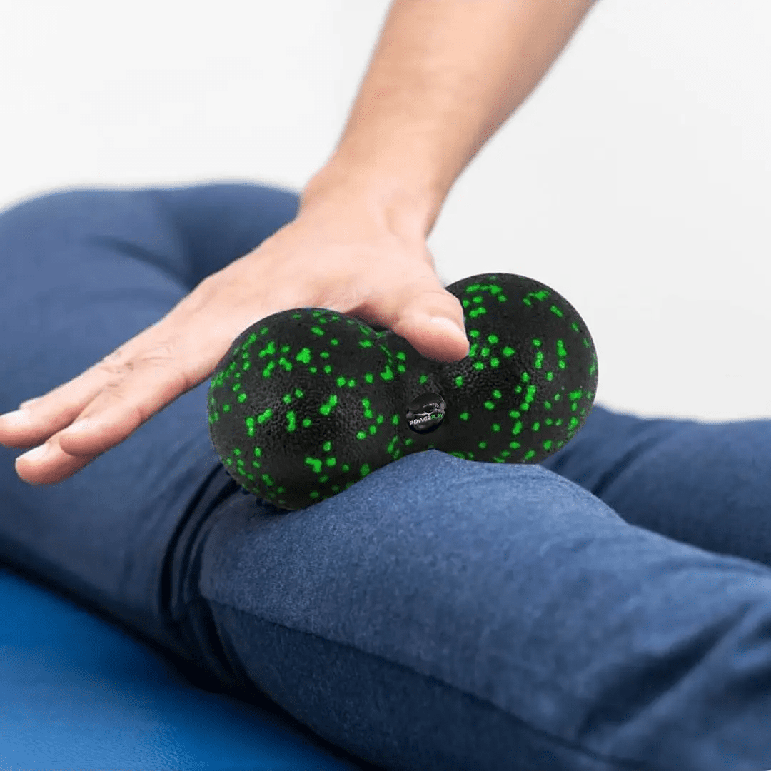 Масажний м’яч подвійний PowerPlay PP-4353 Epp foam peanut ball (d12*24cm.) Чорно/Зелений
